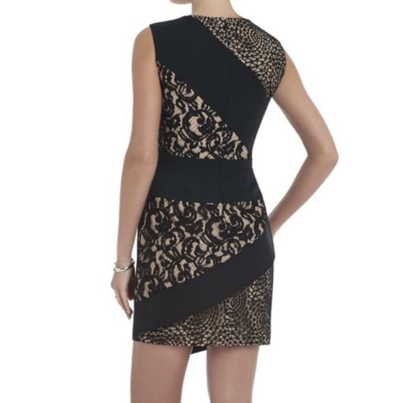 BCBG MAXAZRIA Dalia Lace Elegant Black and Nude Dress Party Cocktail Sz 6 - Picture 2 of 14